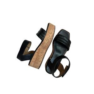 Franco Sarto Cork Platform Sandals Black Size 6